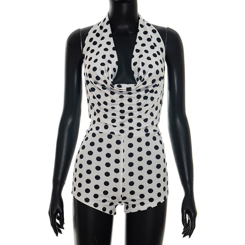 Damen Eleganter Playsuit mit tiefem V-Ausschnitt und modernem Punkte-Muster R&B - Image 6