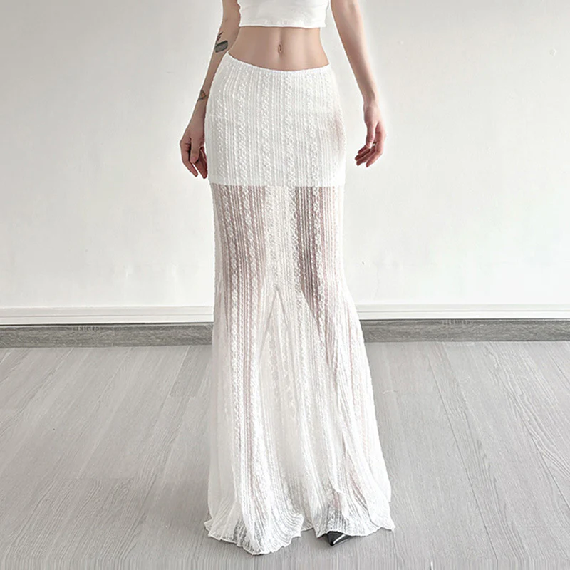 Damen eleganter Spitzen-Midirock mit asymmetrischem Schnitt R&B - Image 7