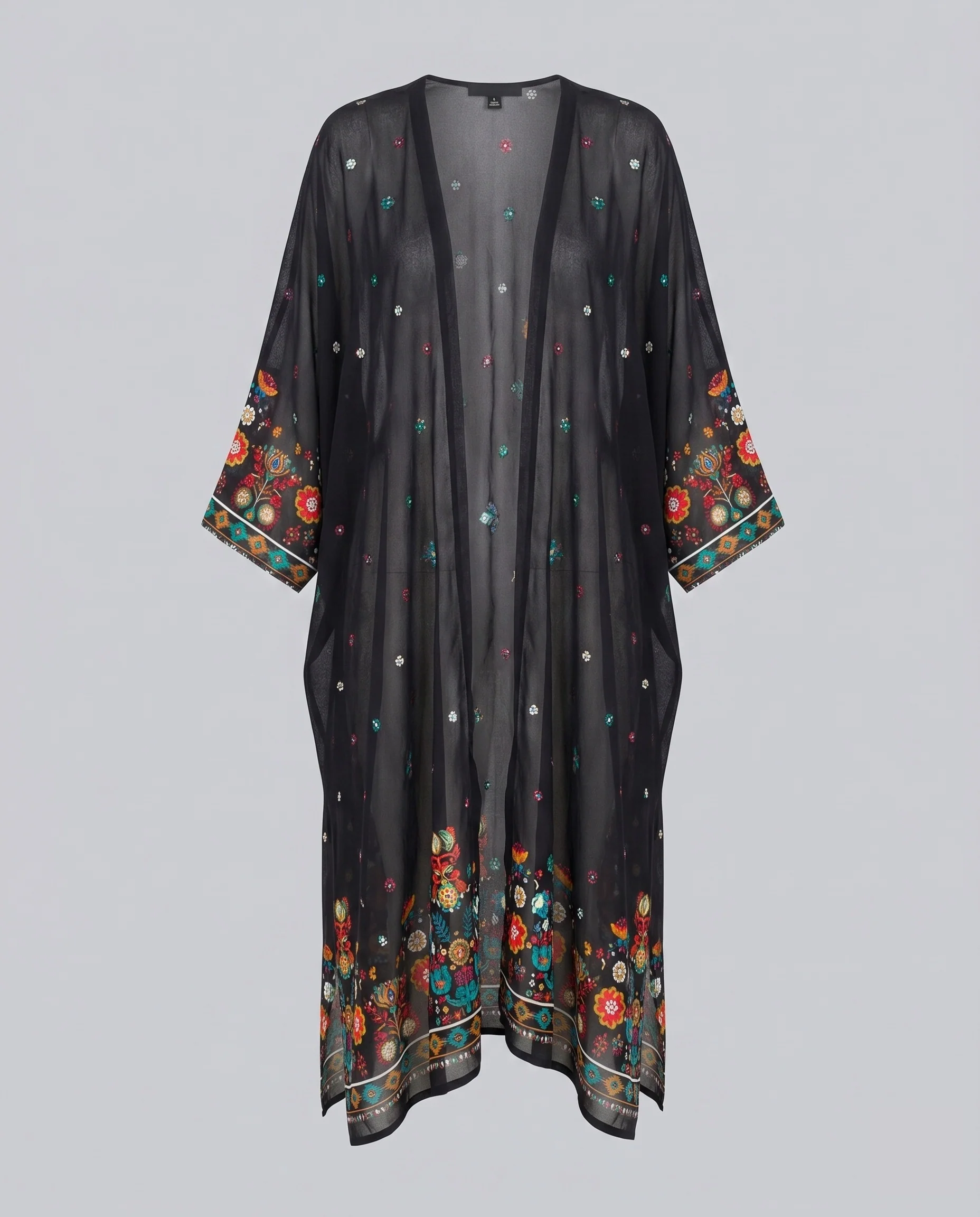 Damen eleganter Strandkimono mit floralen Applikationen R&B - Image 5