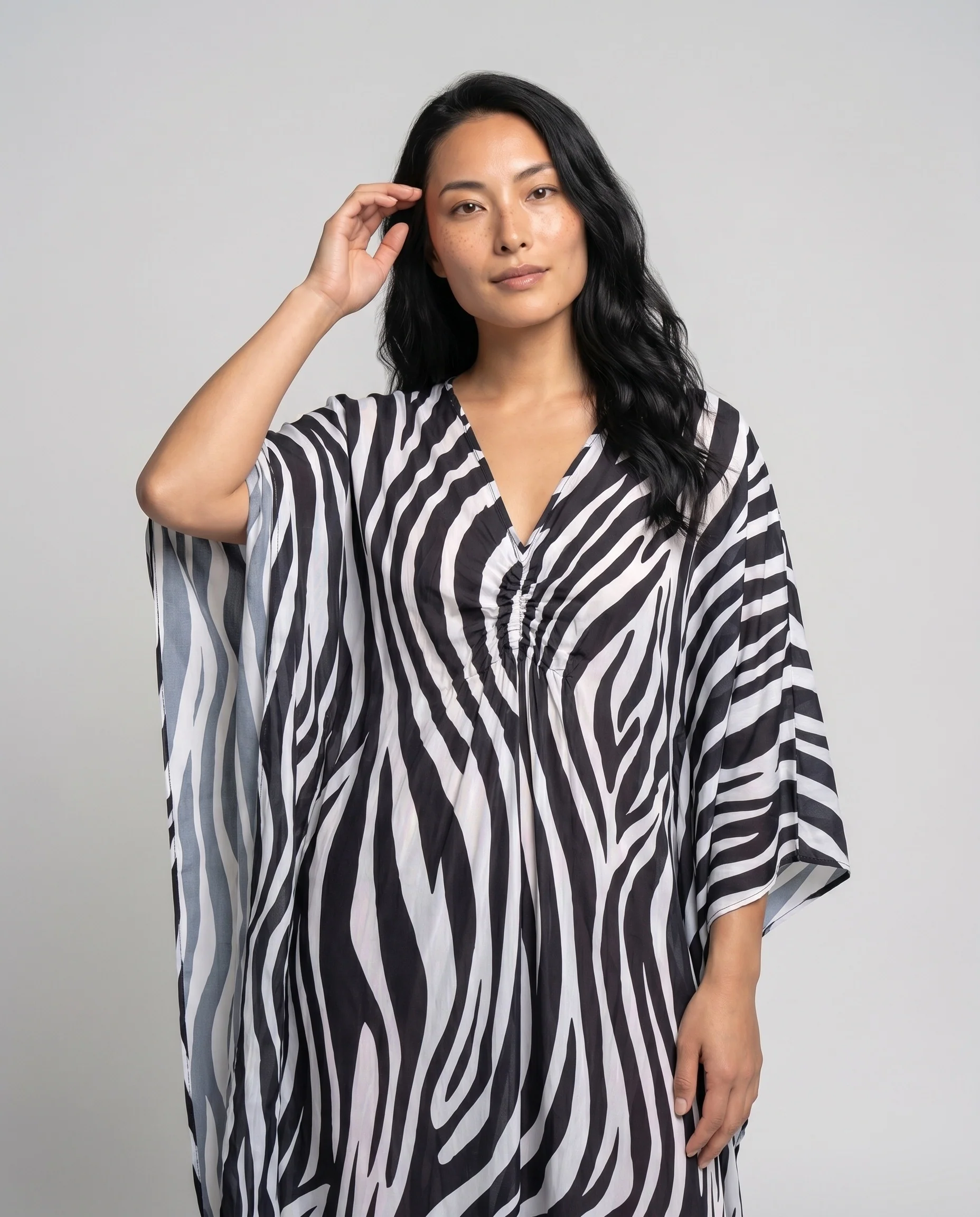 Damen eleganter Strandkleid mit tiefem V-Ausschnitt und innovativem Animal-Print R&B - Image 2
