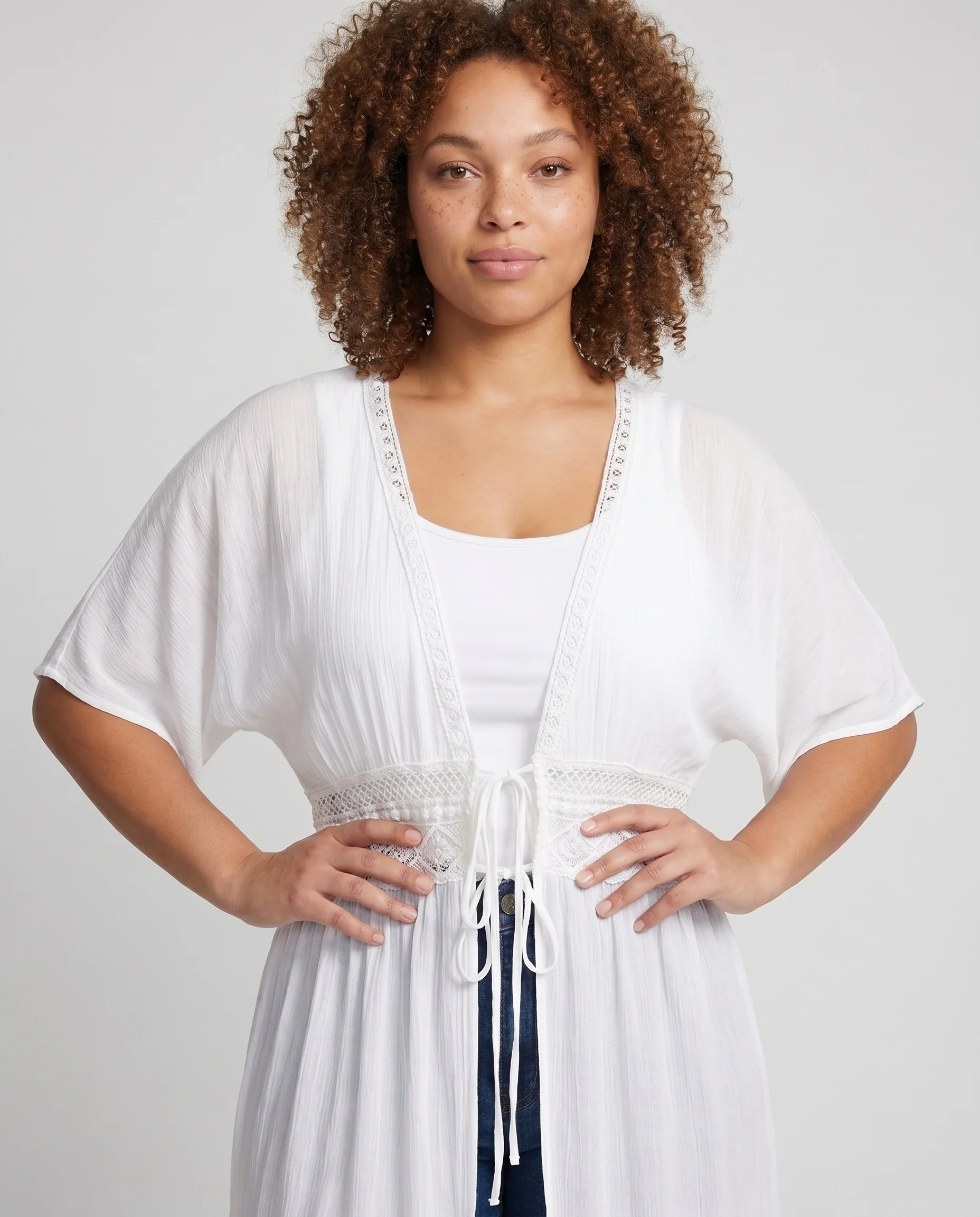 Damen Eleganter Strandüberwurf mit geschnürtem Detail R&B - Image 2