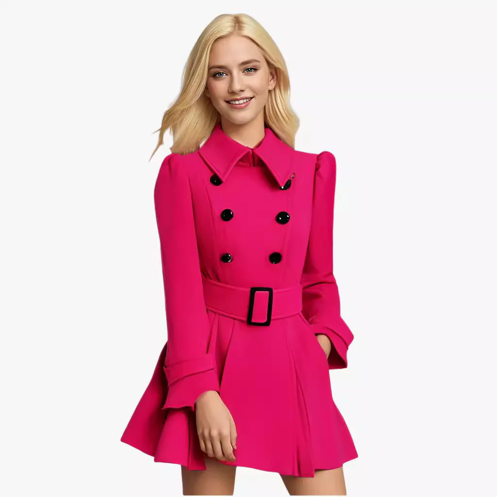 Damen eleganter Trenchcoat mit tailliertem Schnitt und dekorativen Knöpfen R&B - Image 5