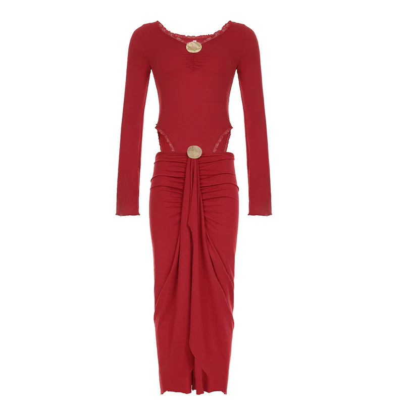 Damen eleganter Wickelrock mit glanzvollem Knopfdetail R&B - Image 7