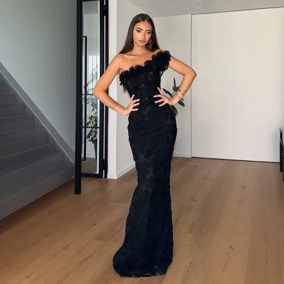 Damen Elegantes Abendkleid mit floralem Detail und schulterfreiem Design R&B - Image 4