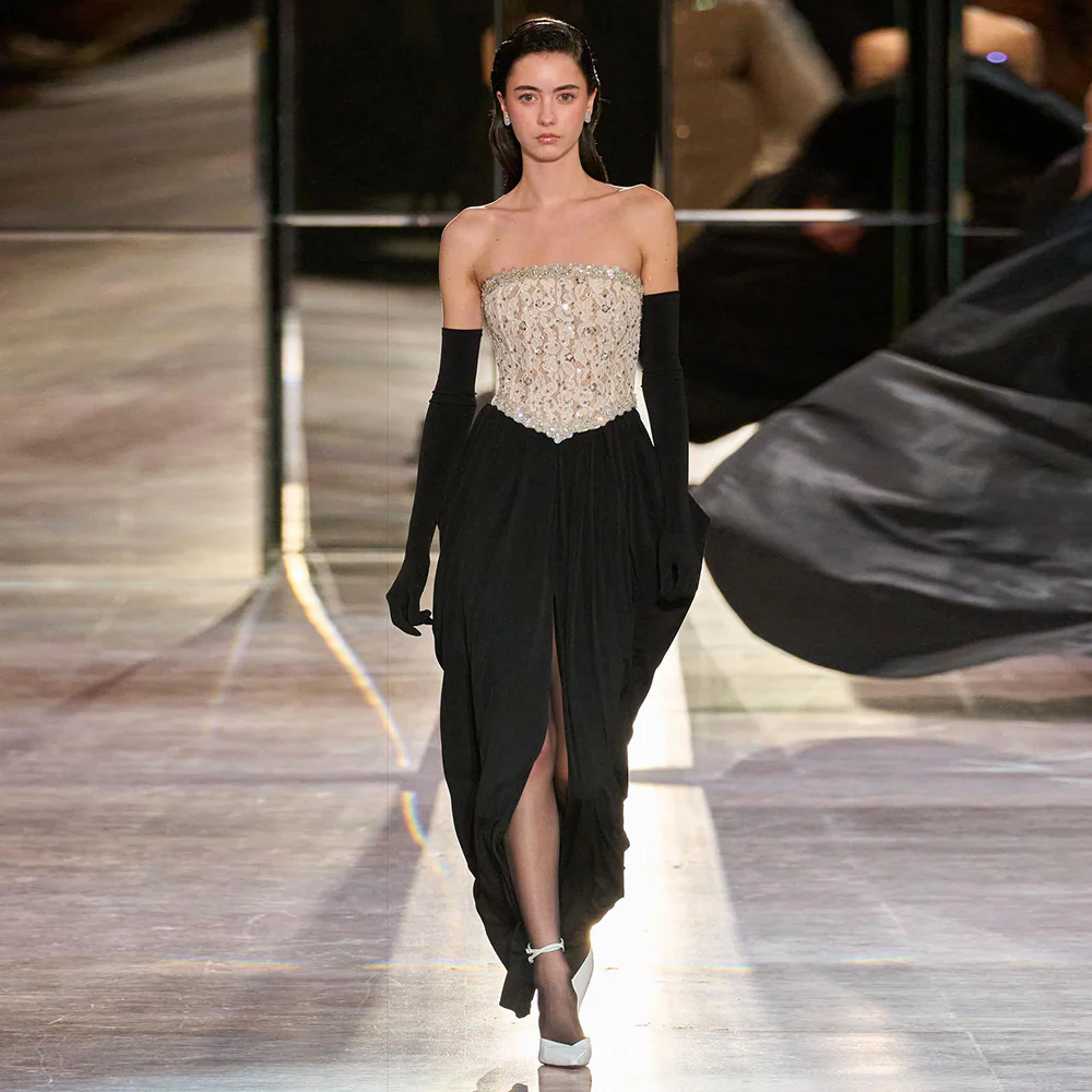 Damen elegantes Abendkleid mit schimmerndem Spitzenoberteil und Drapierungsdetails Heidi-Mode - Image 2