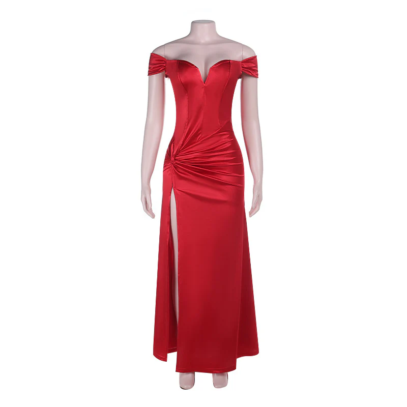 Damen elegantes Abendkleid mit schulterfreiem Design und hohem Schlitz R&B - Image 6