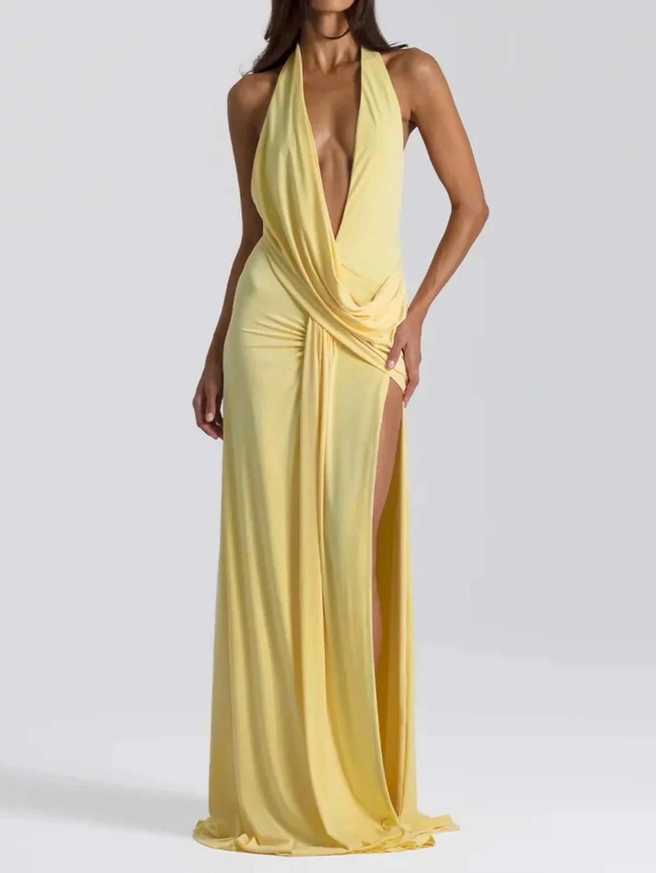 Damen Elegantes Abendkleid mit tiefem Ausschnitt und seitlichem Schlitz R&B - Image 6