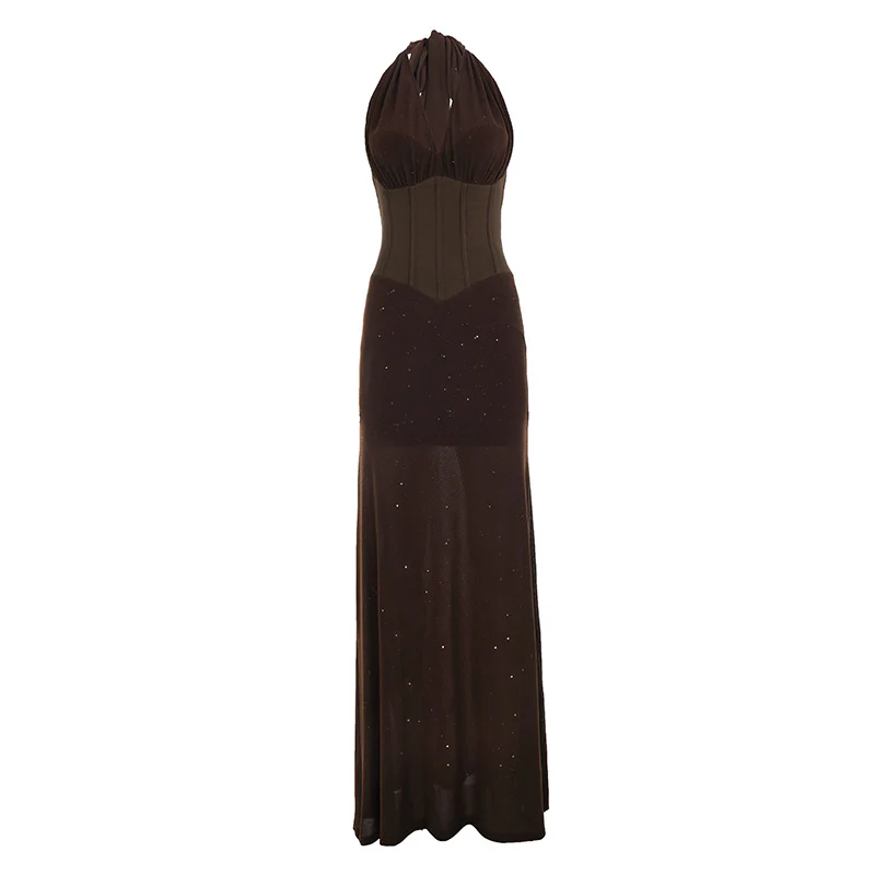 Damen elegantes Abendkleid mit tiefem V-Ausschnitt und Rüschendetails R&B - Image 6