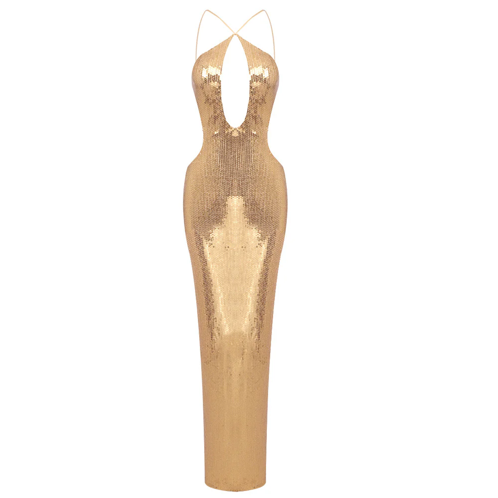 Damen Elegantes Abendkleid mit tiefem V-Ausschnitt und schimmerndem Material Heidi-Mode - Image 6