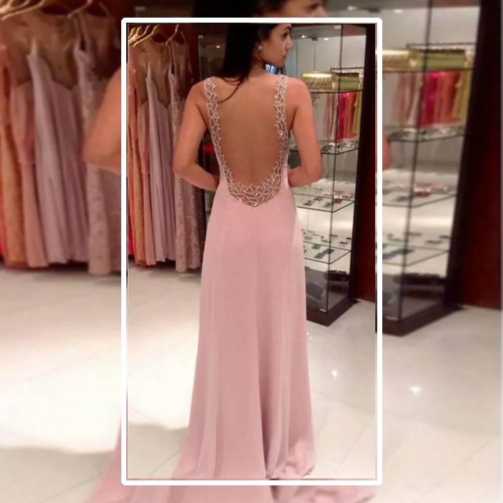 Damen elegantes Abendkleid mit tiefem V-Ausschnitt und schimmernden Details R&B - Image 3