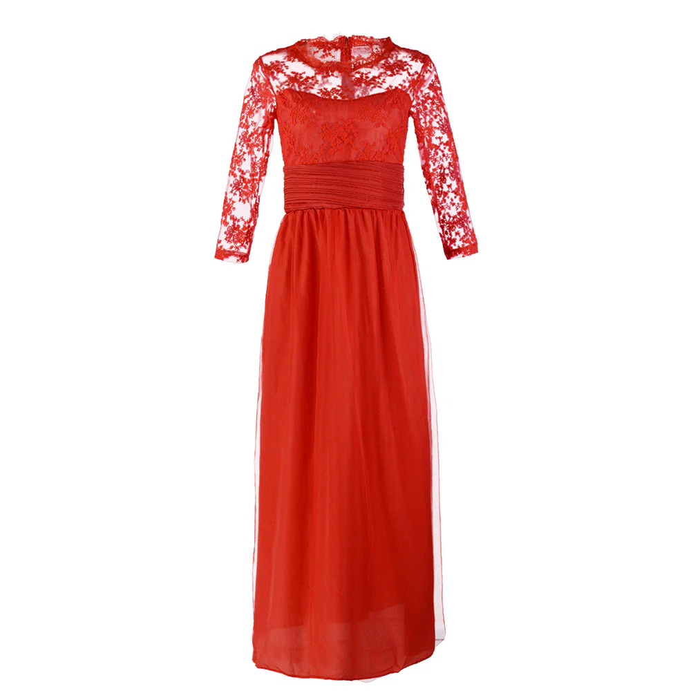 Damen Elegantes Abendkleid mit transparenter Spitze und schickem Rock R&B - Image 4