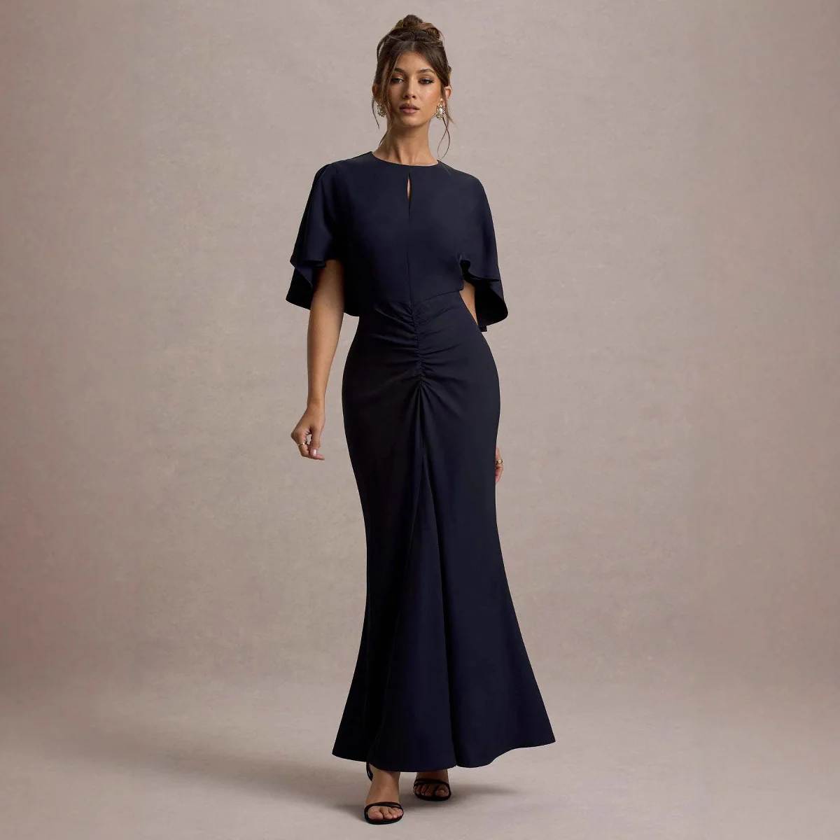 Damen Elegantes Abendkleid mit voluminösen Ärmeln und raffiniertem Wickeldetail R&B - Image 3