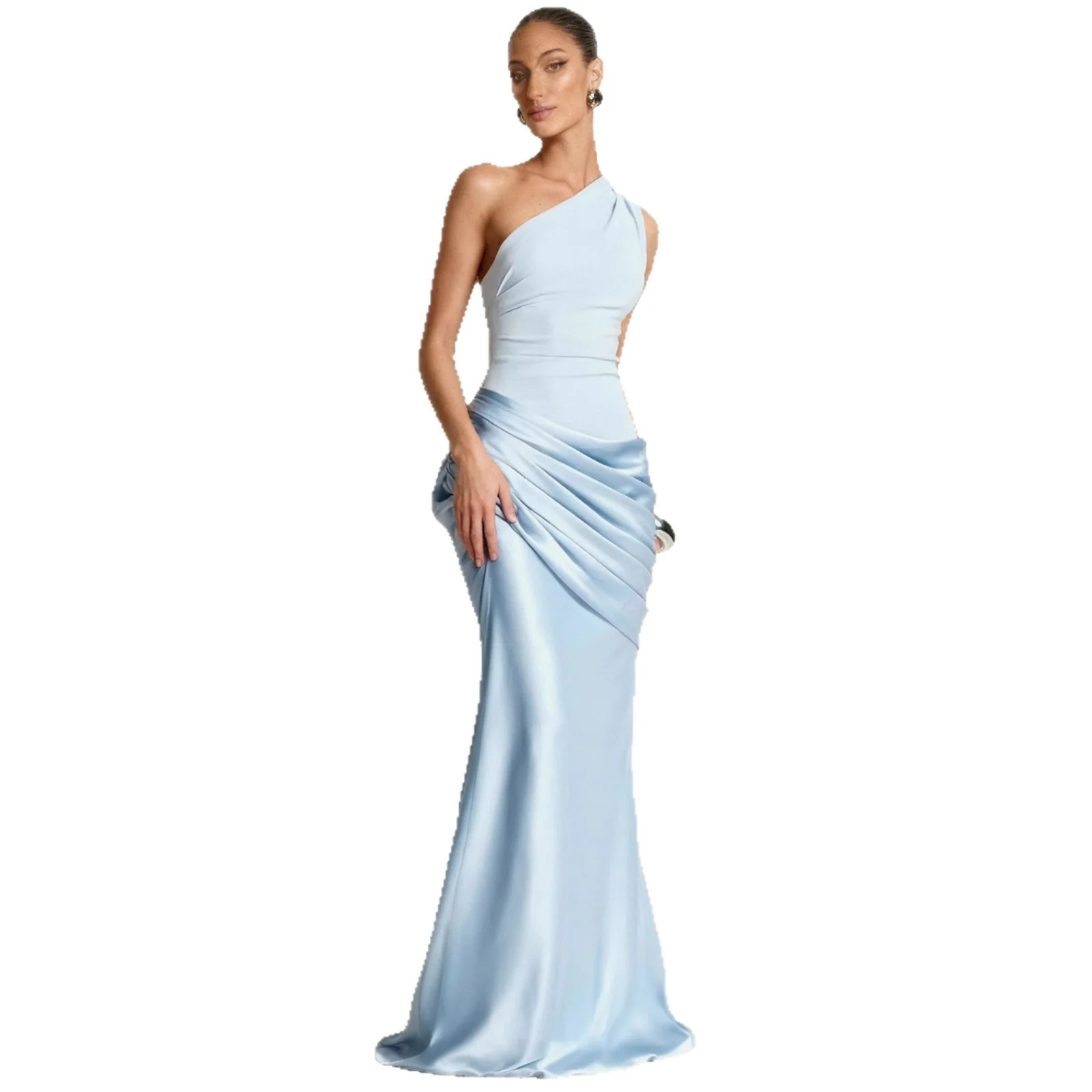 Damen Elegantes asymmetrisches Abendkleid mit fließendem Satin und raffiniertem Drapierungsdetail R&B - Image 5