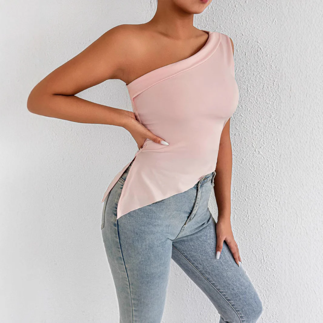 Damen Elegantes asymmetrisches Top mit einem Schulterdesign R&B - Image 2