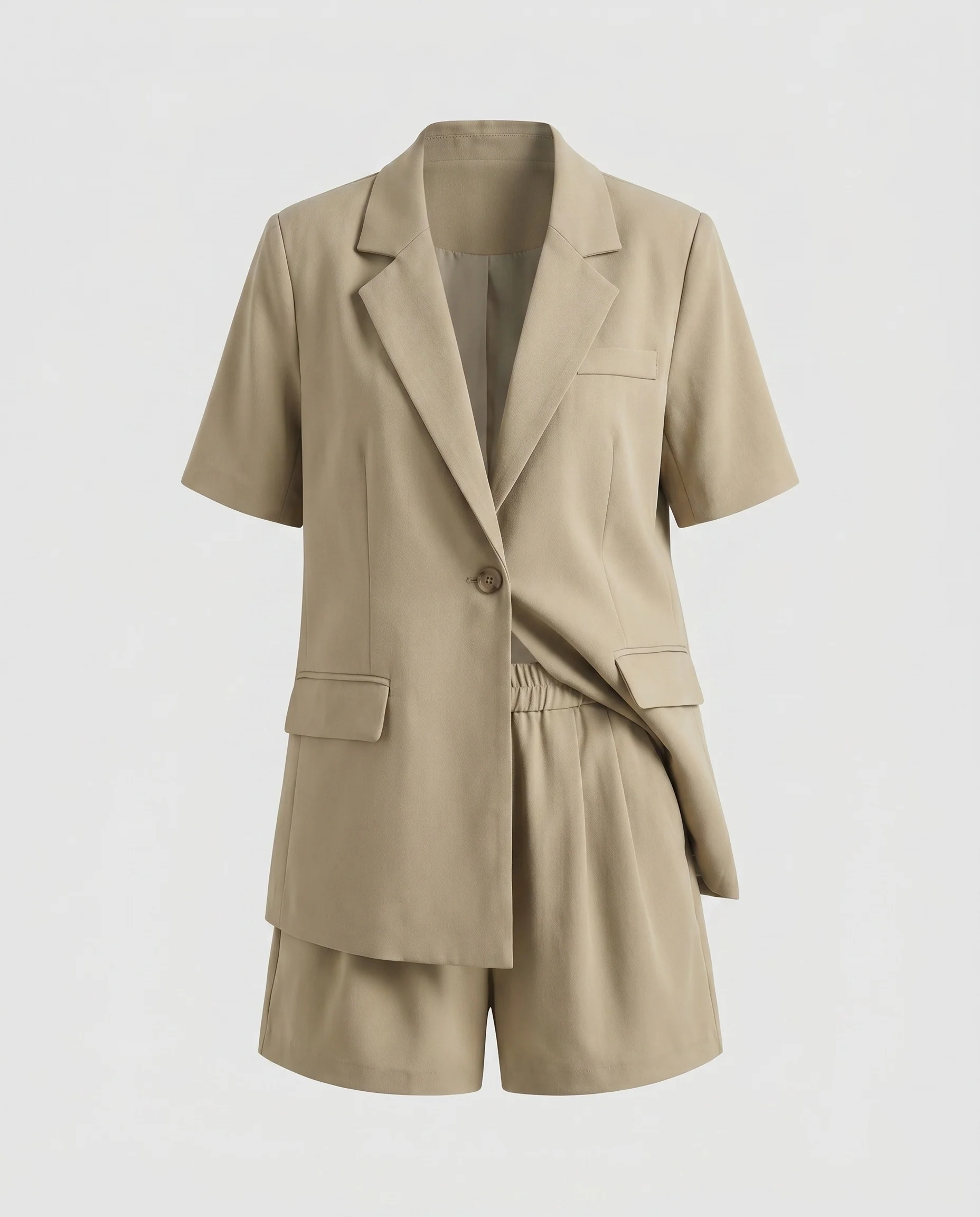 Damen Elegantes Blazer-Shorts-Set mit taillierter Passform und modernen Falten R&B - Image 4
