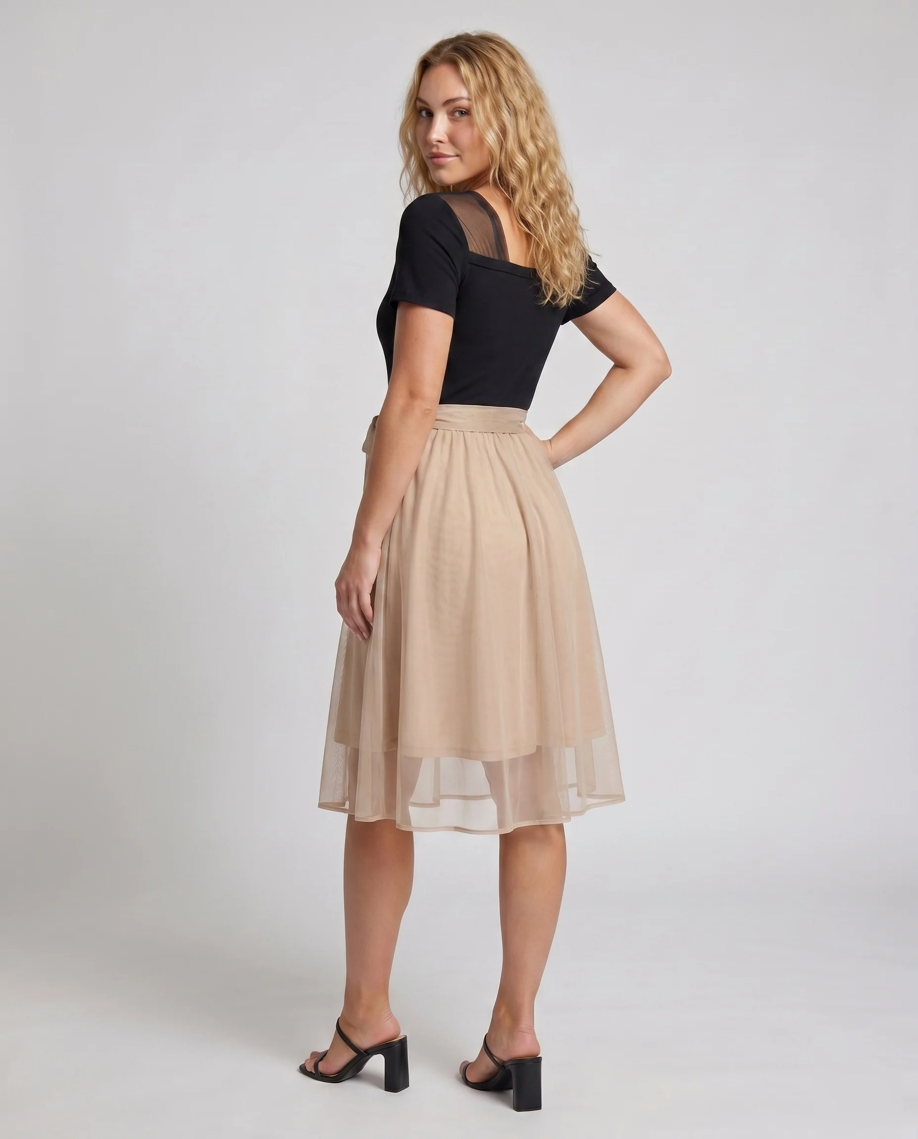 Damen Elegantes Blusenkleid mit asymmetrischem Rock und feinen Akzenten R&B - Image 4