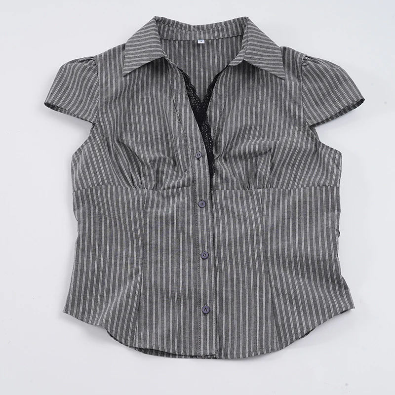 Damen elegantes Blusenshirt mit raffinierten Spitzenakzenten und modischem Streifenmuster R&B - Image 7