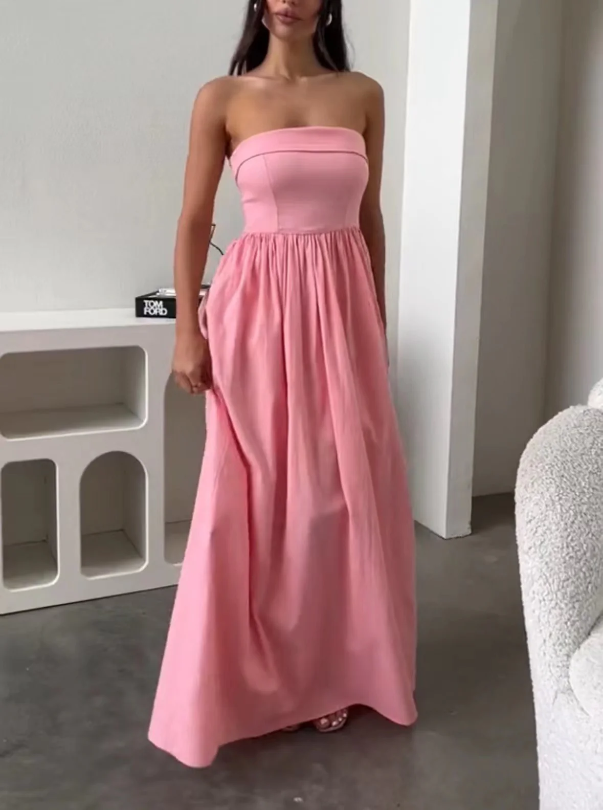 Damen Elegantes Bustier-Maxikleid mit fließendem Rock R&B - Image 6