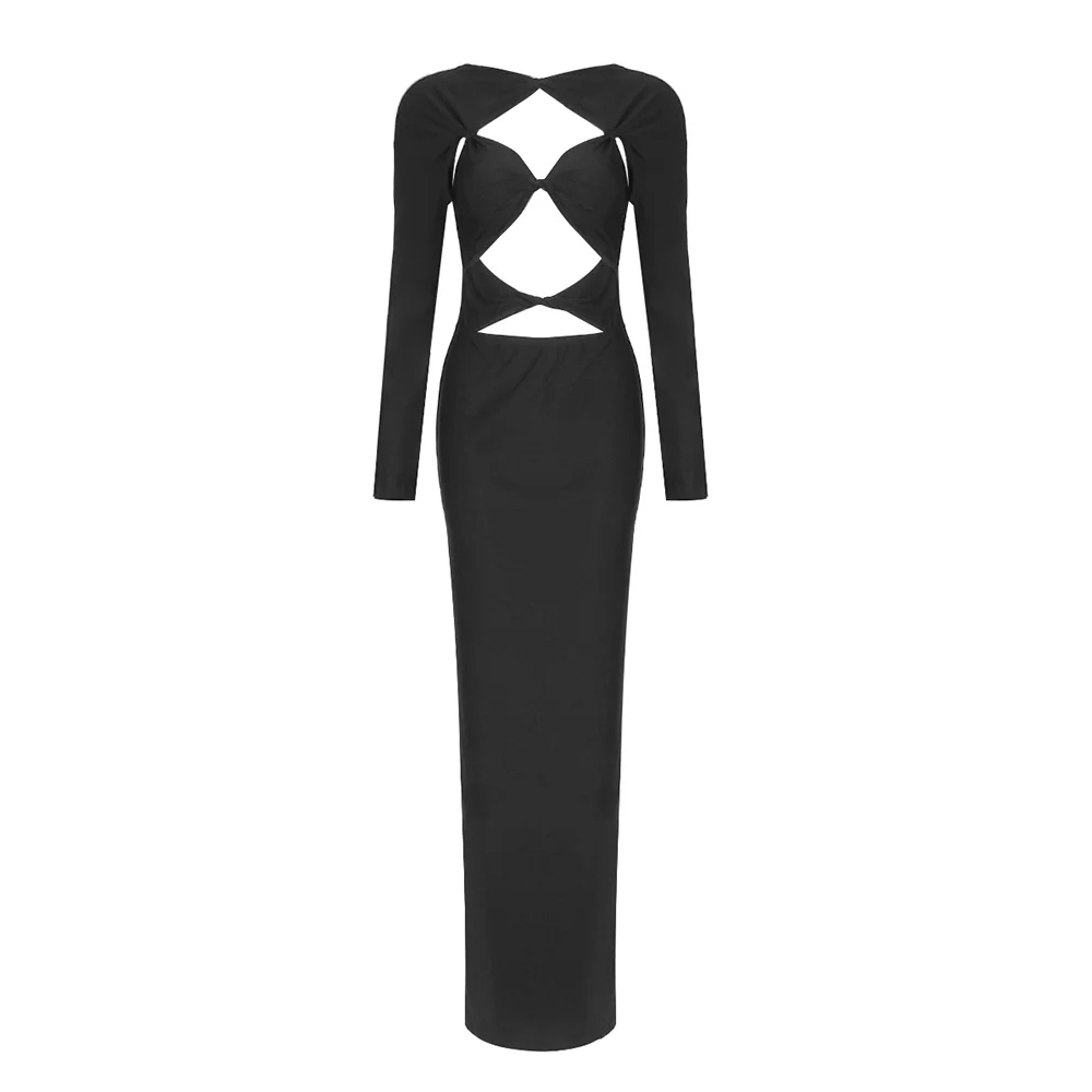 Damen Elegantes Cut-Out-Maxikleid mit langen Ärmeln und tiefem Ausschnitt Heidi-Mode - Image 6