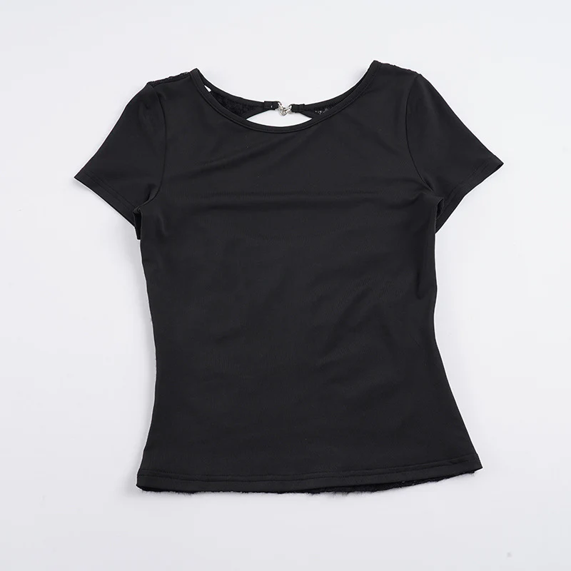 Damen elegantes figurbetontes T-Shirt mit geschlossenen Rückenausschnitt R&B - Image 7
