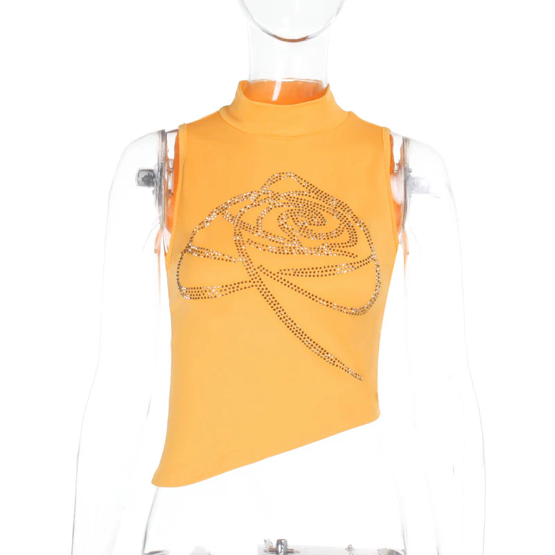 Damen elegantes Fitness-Crop-Top mit glitzerndem Design und Stehkragen R&B - Image 6