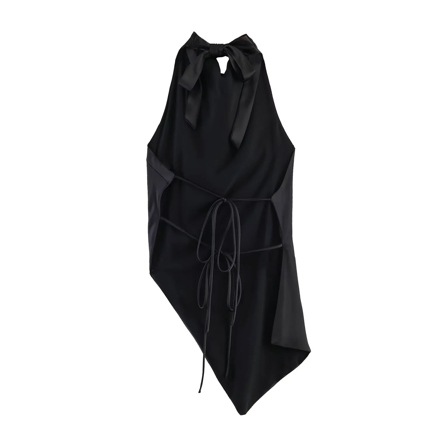 Damen elegantes Haltertop mit einzigartigem asymmetrischem Schnitt und dekorativem Knoten R&B - Image 4