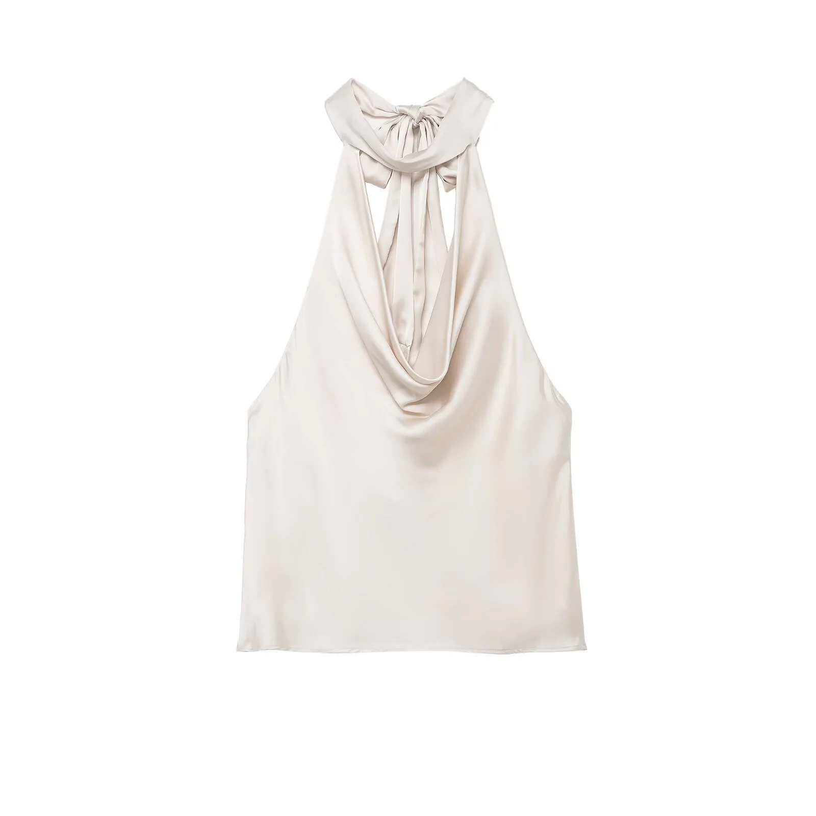 Damen elegantes Haltertop aus fließendem Satin mit dekorativem Rückenausschnitt R&B - Image 5