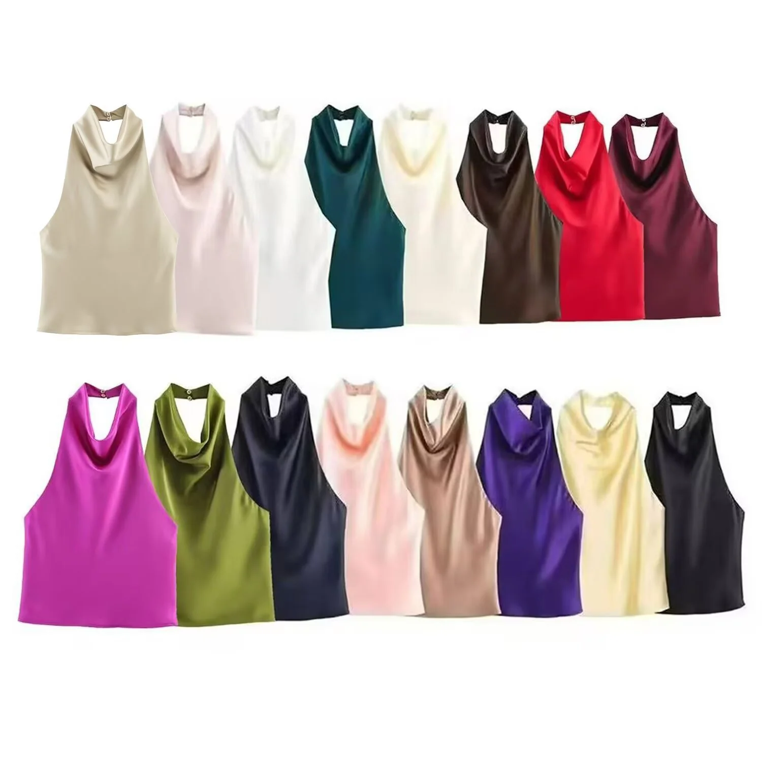 Damen elegantes Haltertop mit fließendem Schnitt und dekorativen Details R&B - Image 5