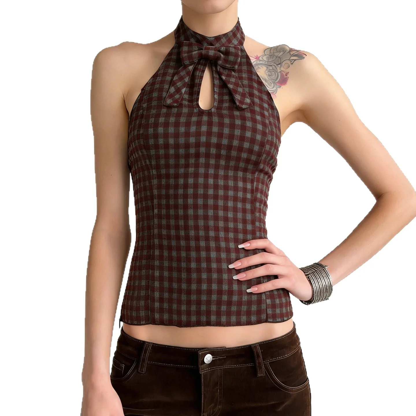Damen elegantes Haltertop mit verspieltem Schleifen-Detail R&B - Image 5
