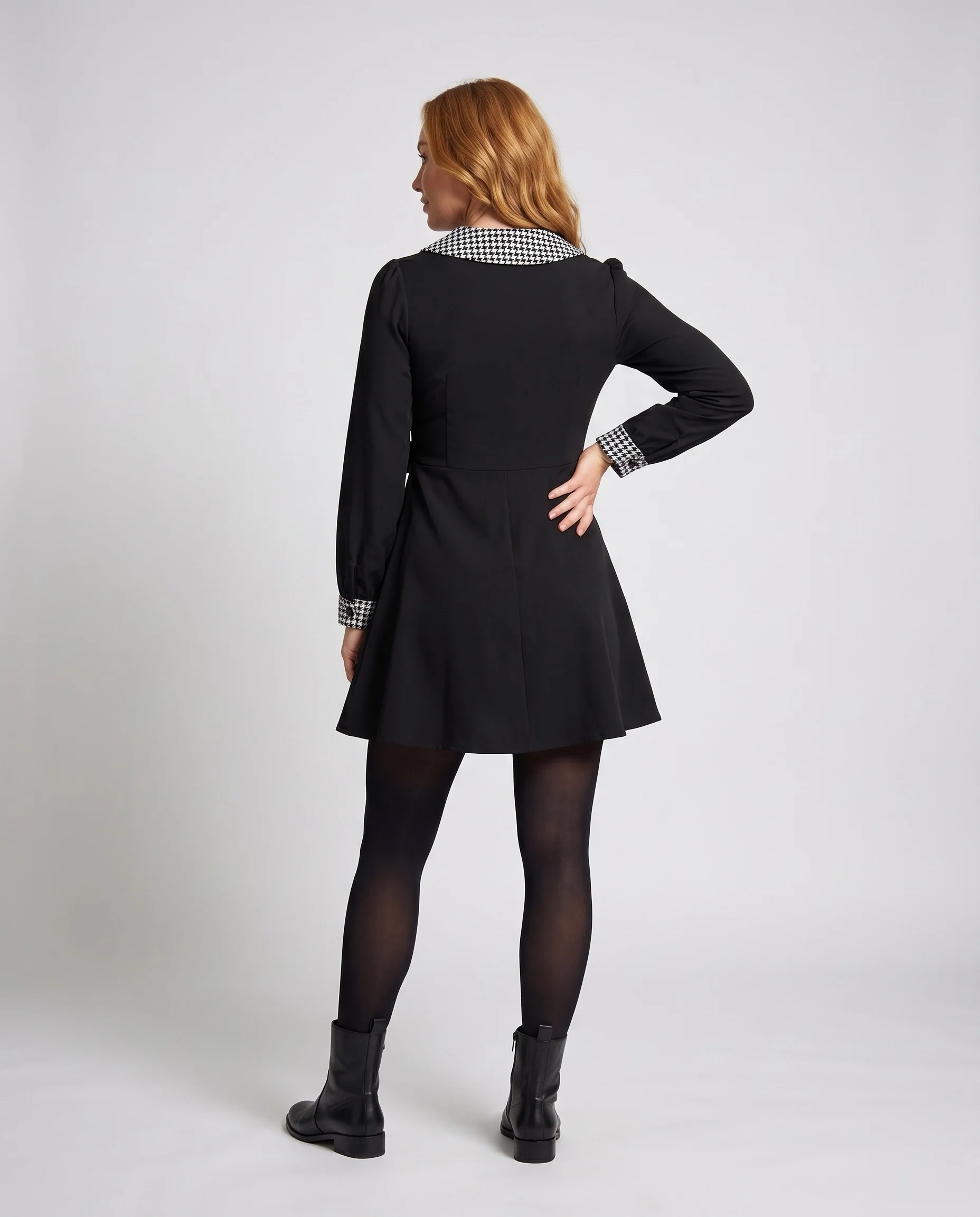 Damen Elegantes Hemdblusenkleid mit Karodetails und Schleifen R&B - Image 3