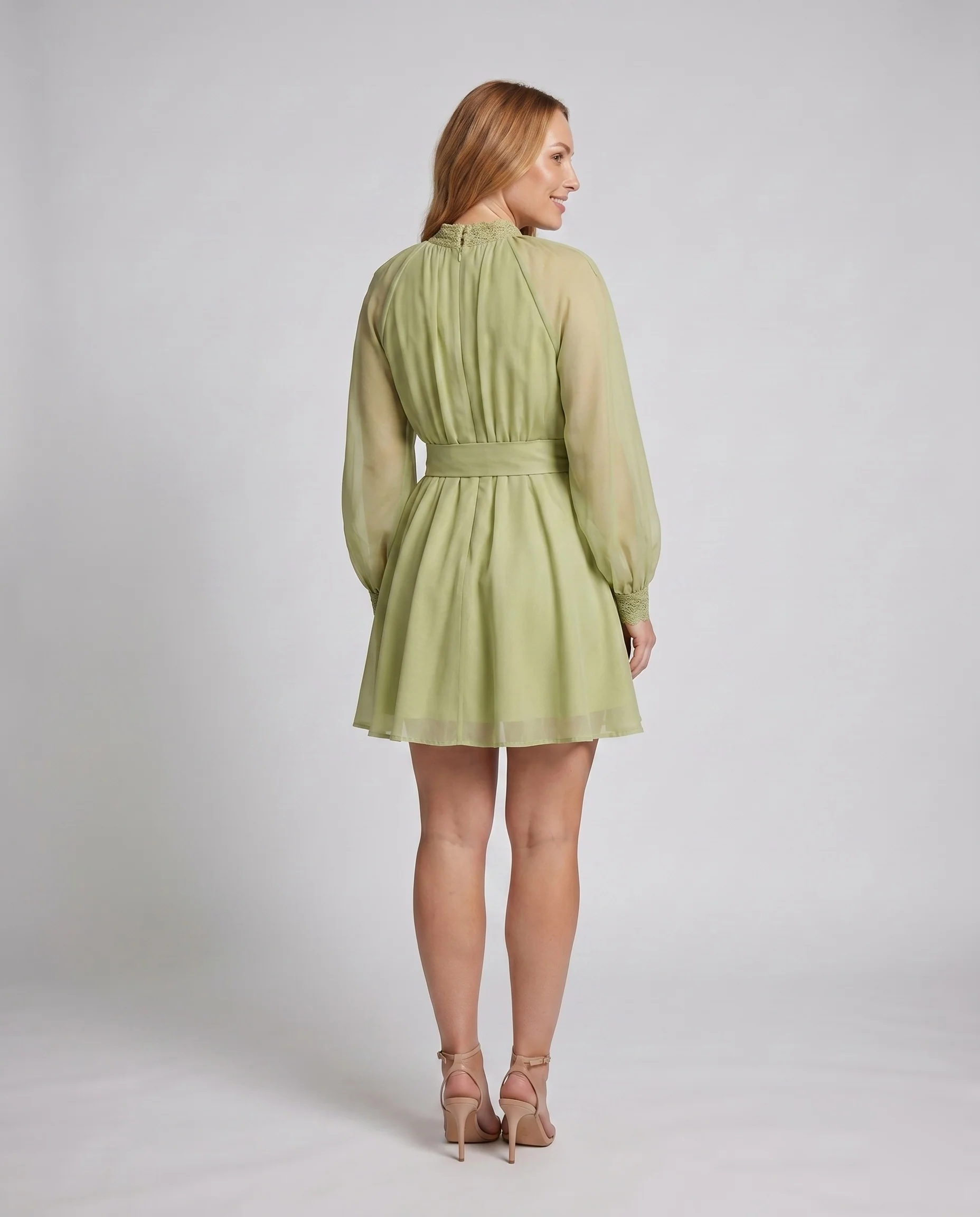 Damen Elegantes Kleid mit Rüschendetails und voluminösen Ärmeln R&B - Image 4