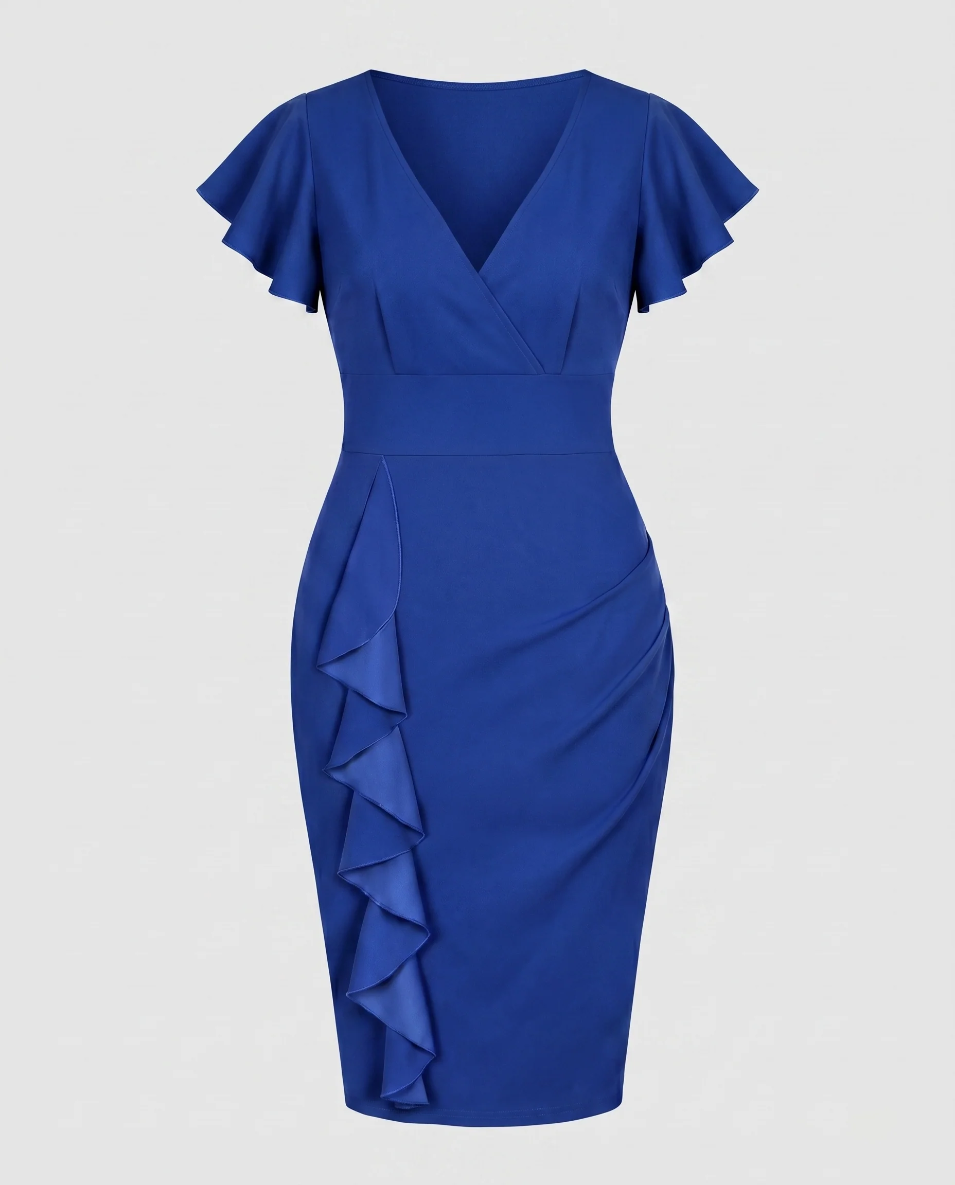 Damen Elegantes Kleid mit V-Ausschnitt und Rüschendetails R&B - Image 7