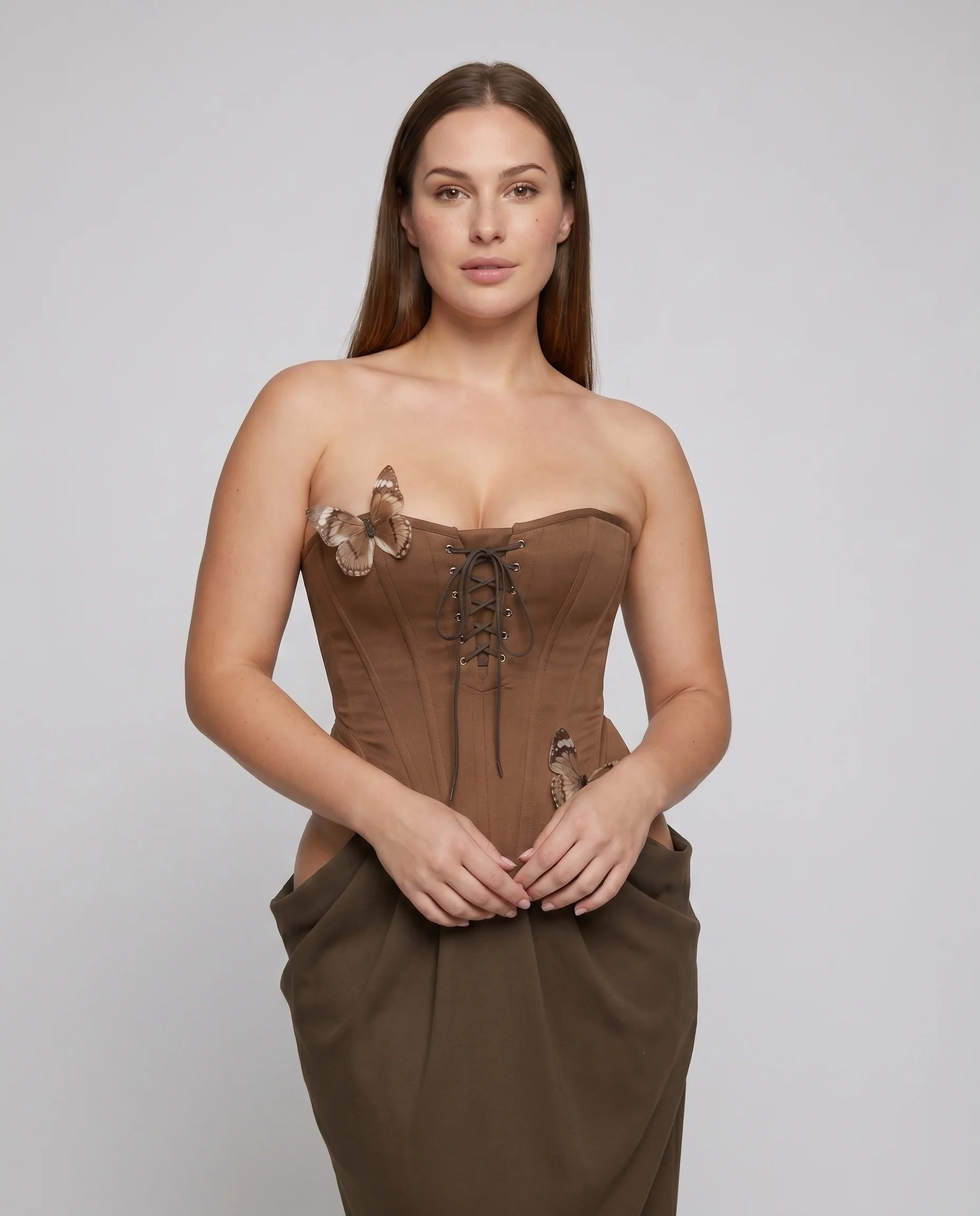 Damen Elegantes Korsettkleid mit fließendem Rock und detailreicher Schnürung R&B - Image 2