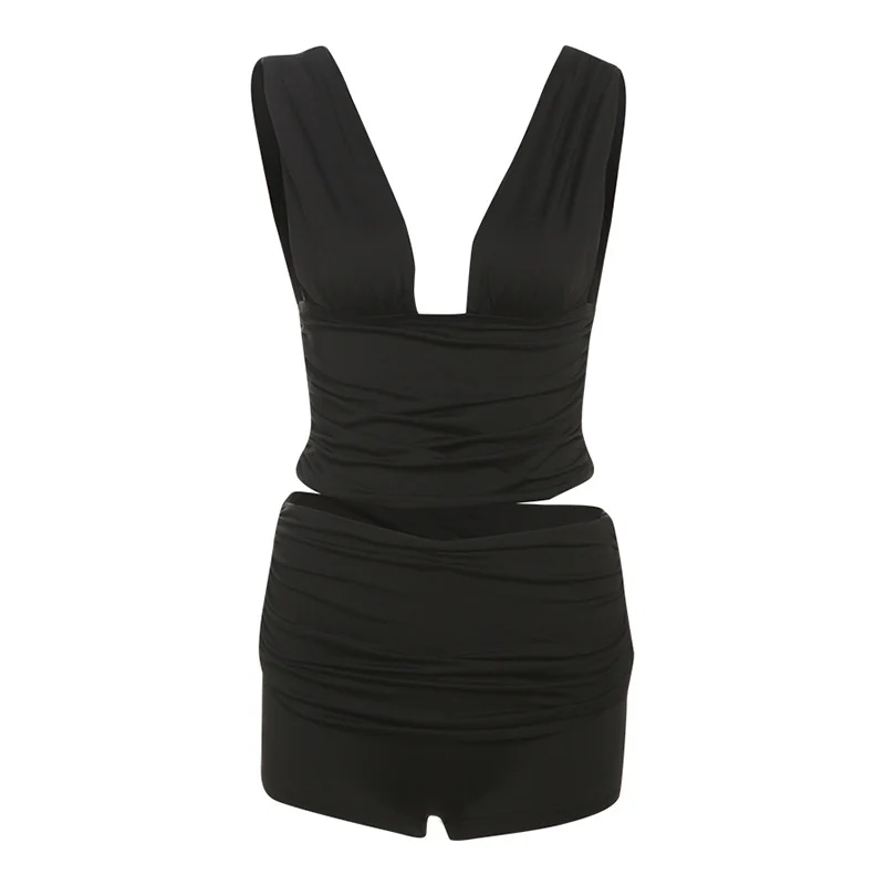 Damen Elegantes Kurzarm Oberteil mit V-Ausschnitt und gerafftem Design R&B - Image 7