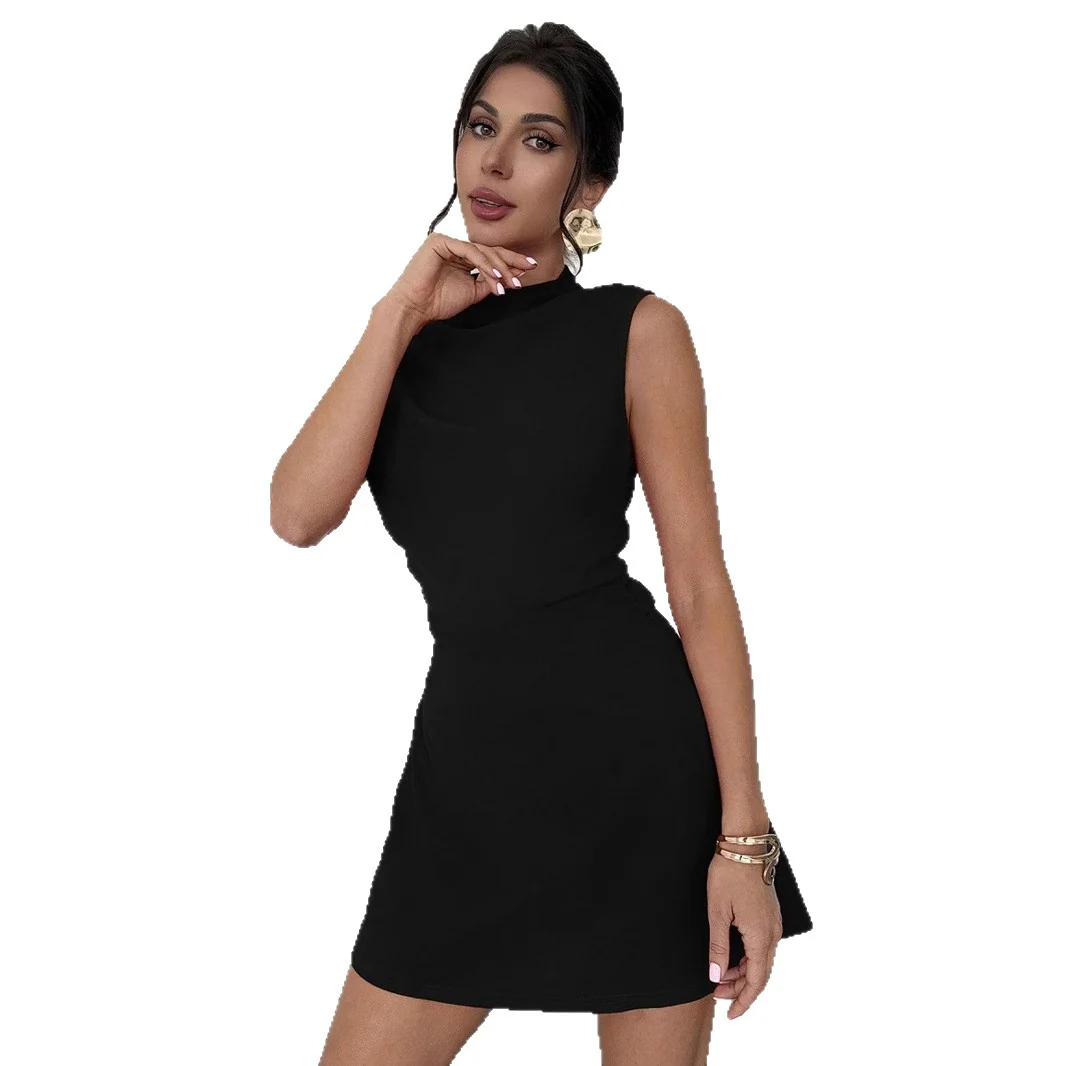 Damen Elegantes Kurzarmkleid mit hohem Stehkragen und geschmeidigem Schnitt R&B - Image 4