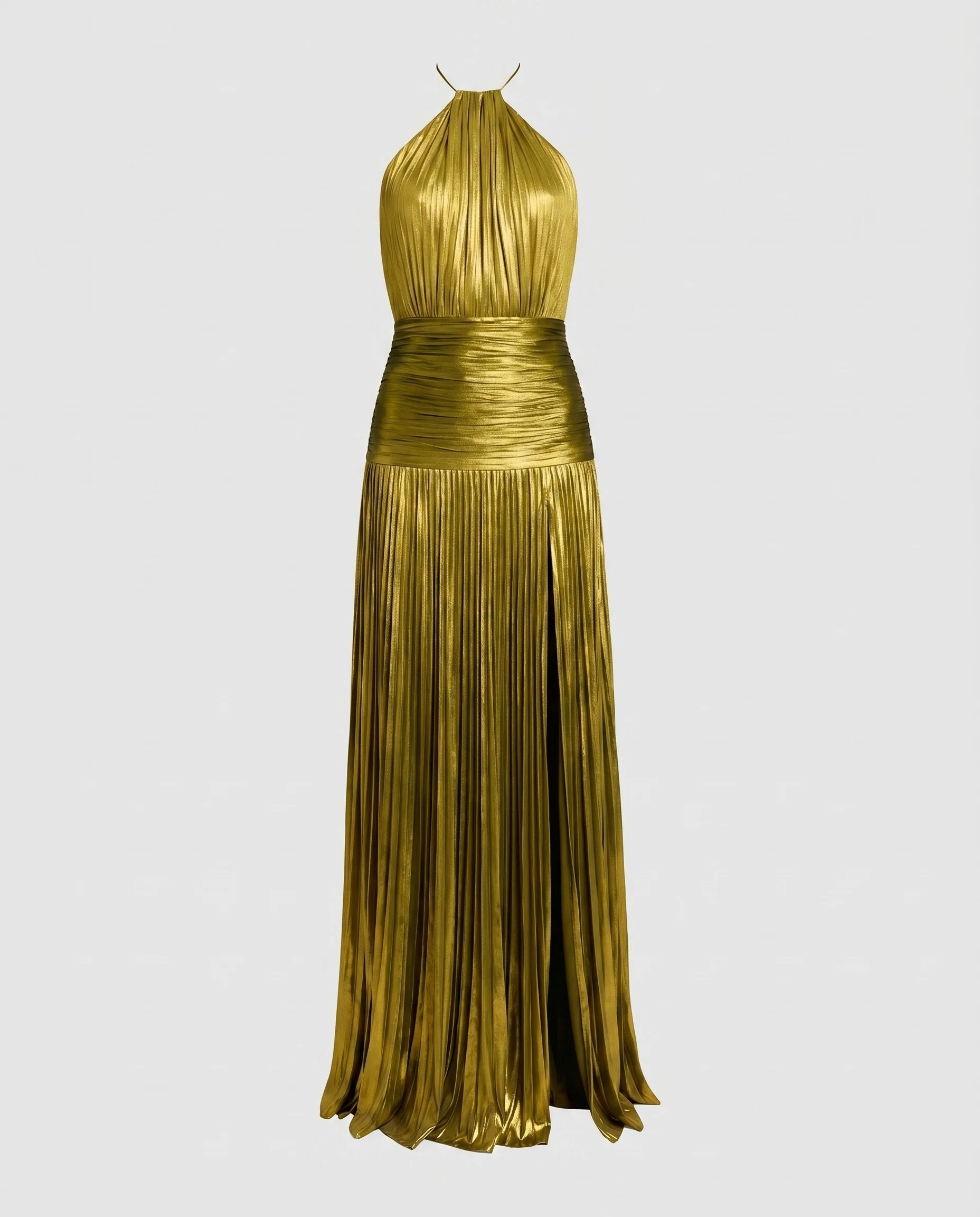 Damen Elegantes Langarm-Maxikleid mit schimmerndem Taillenband und hochgeschlossenem Design R&B - Image 5