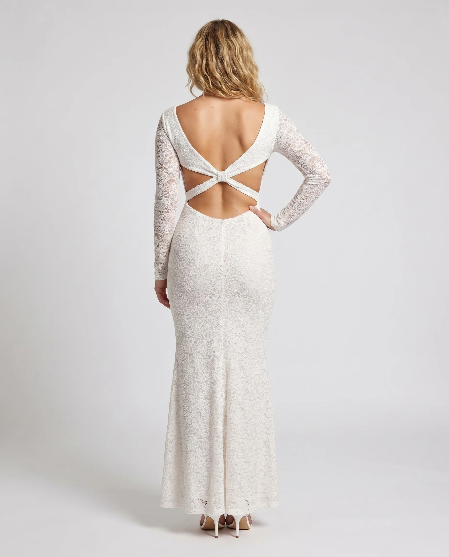 Damen Elegantes Langarm Spitzenkleid R&B - Image 4