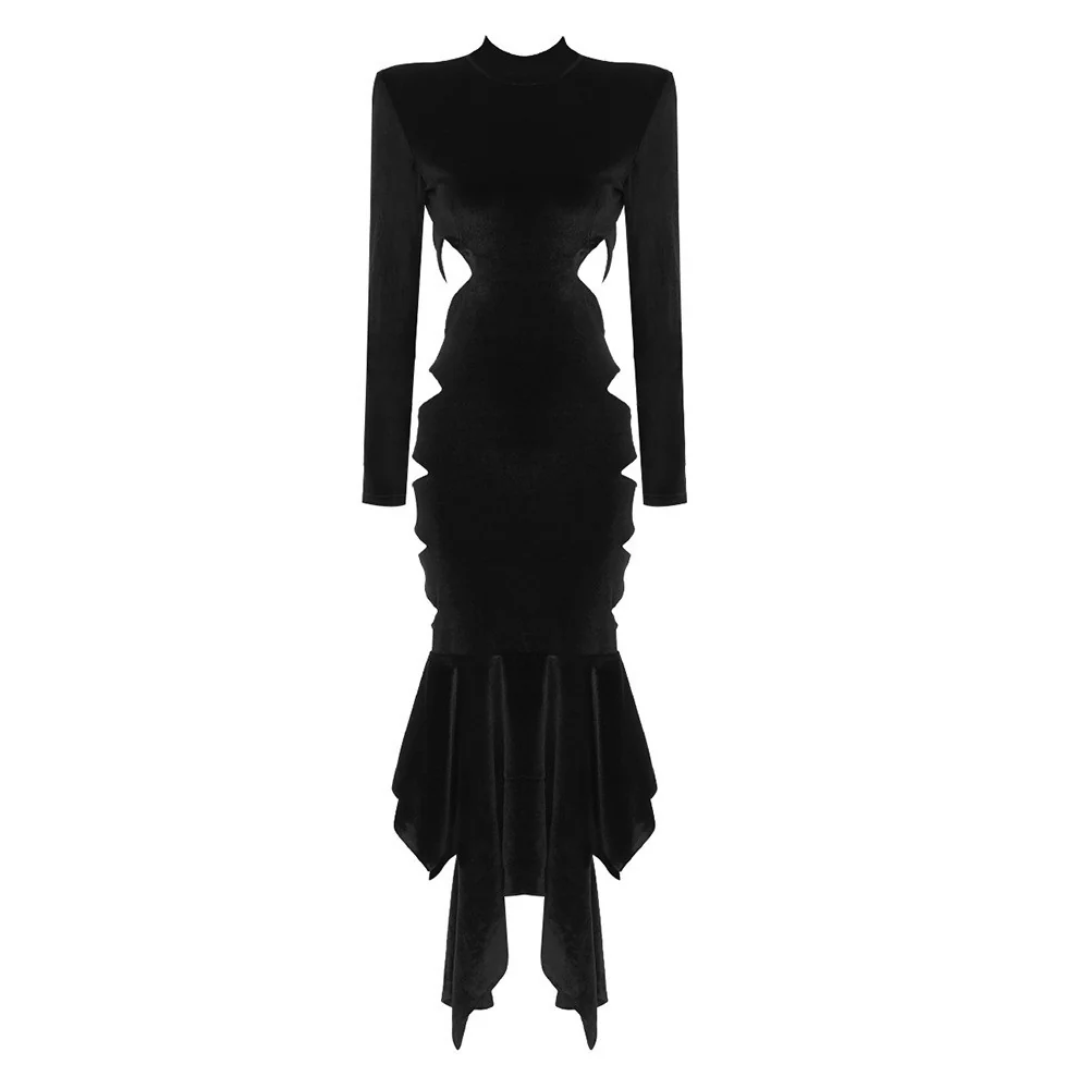 Damen elegantes langes Kleid mit innovativem Cut-Out und voluminösem Saum Heidi-Mode - Image 6
