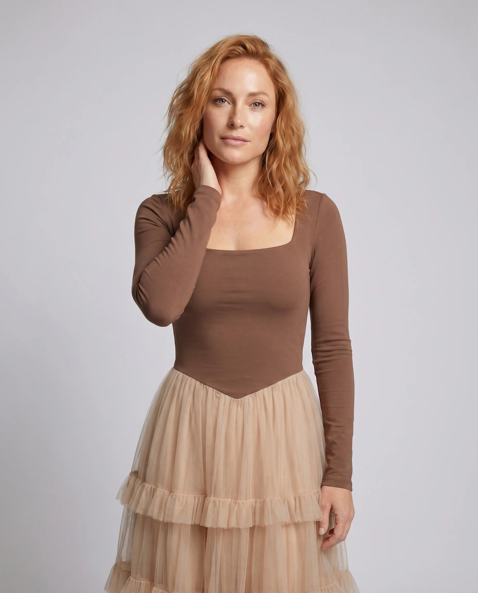 Damen Elegantes Layered Tüllkleid mit körperbetontem Oberteil und königlich vollem Rock R&B - Image 2