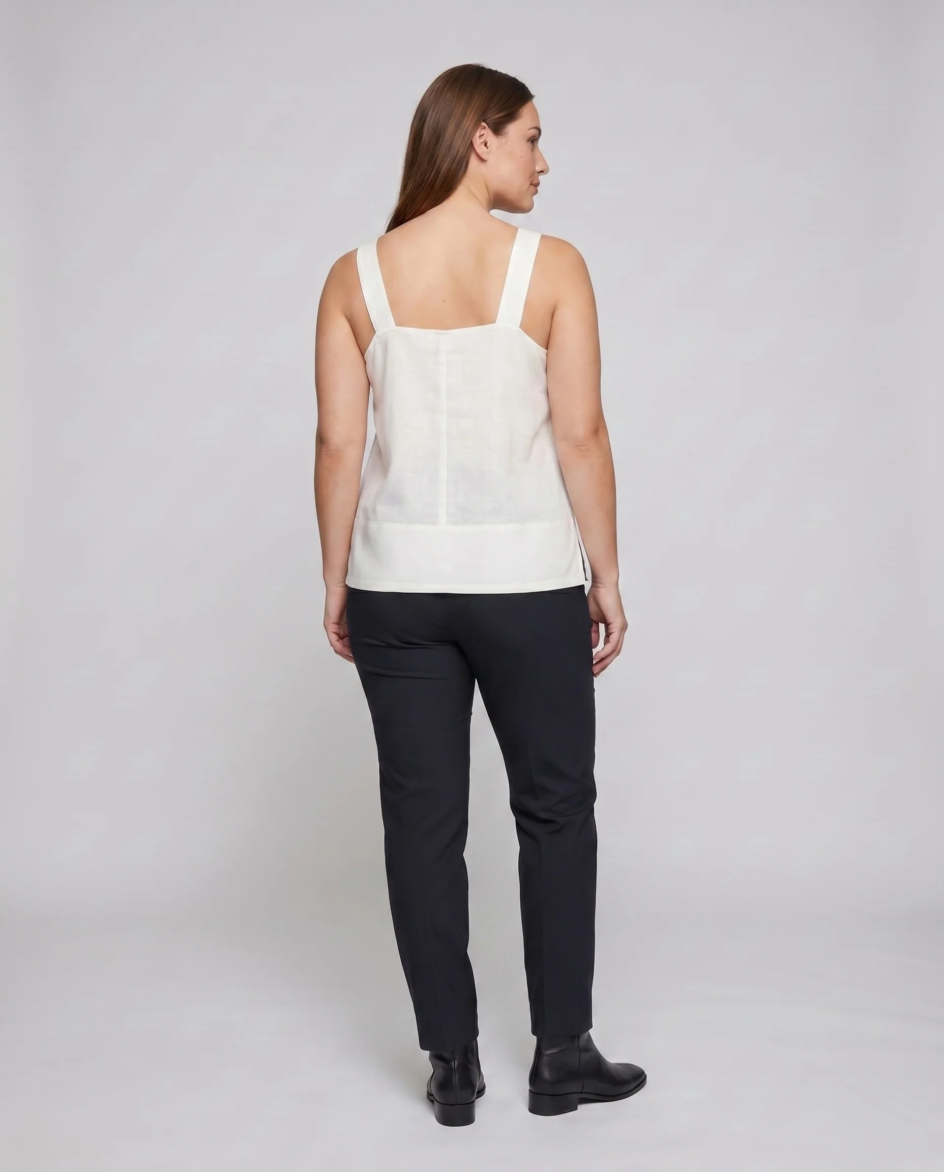 Damen elegantes Leinenoberteil mit V-Ausschnitt und lockerer Passform - Image 4