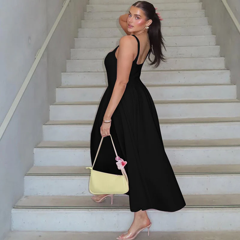 Damen Elegantes Maxikleid mit A-Linie und breiten Trägern R&B - Image 4