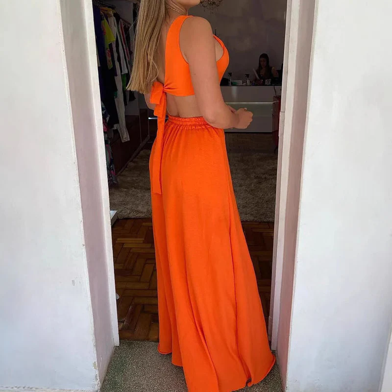 Damen Elegantes Maxikleid mit asymmetrischem Ausschnitt und Seitenschlitzen R&B - Image 3