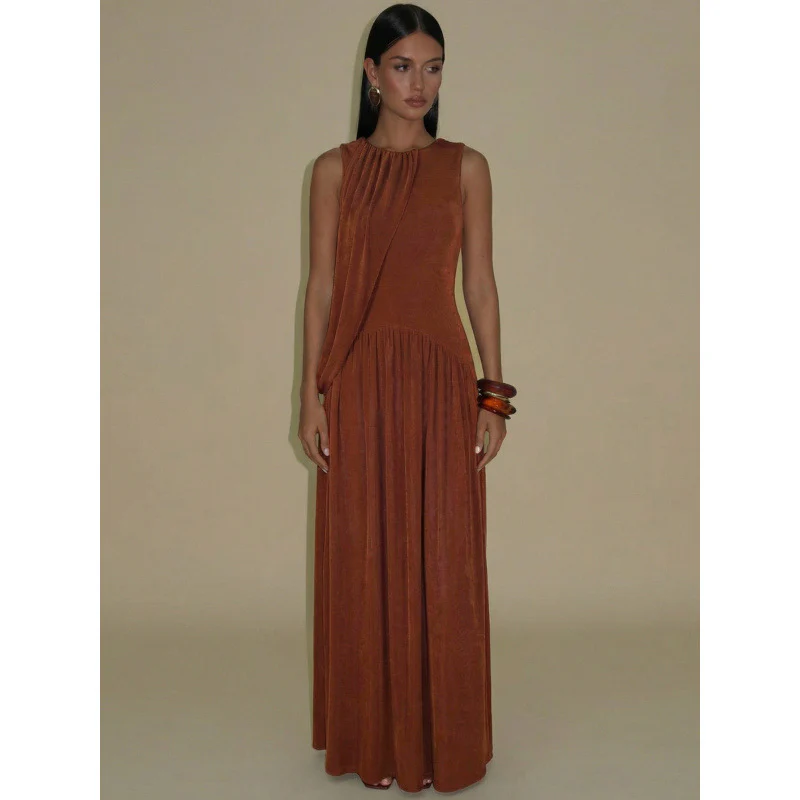Damen Elegantes Maxikleid mit asymmetrischem Schnitt und fließendem Stoff R&B