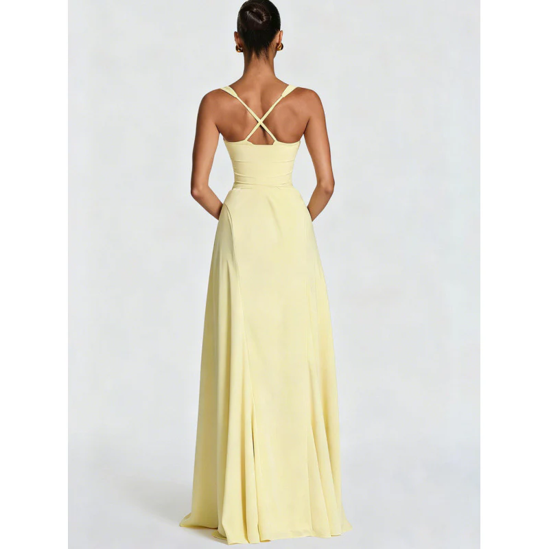 Damen Elegantes Maxikleid mit fein gerafftem Oberteil und Spaghettiträgern R&B - Image 5