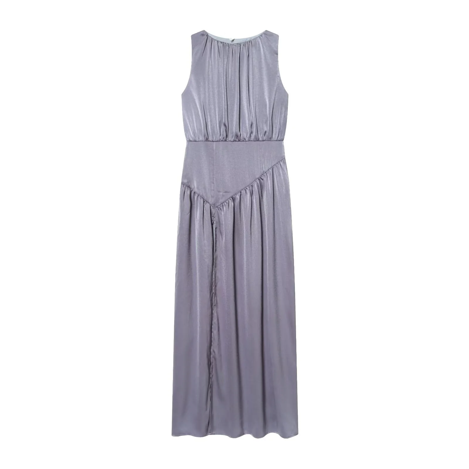 Damen elegantes Maxikleid mit fließendem Rock und raffiniertem Faltenwurf R&B