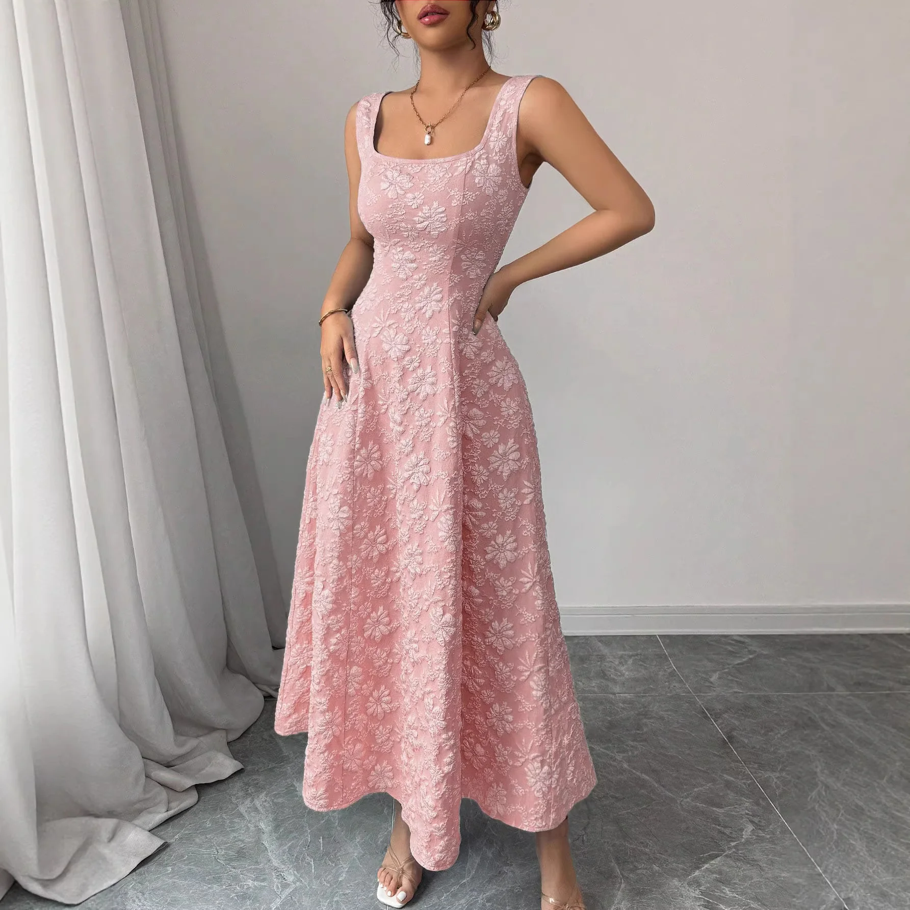 Damen Elegantes Maxikleid mit floralem Design und Quadrat-Ausschnitt R&B - Image 2