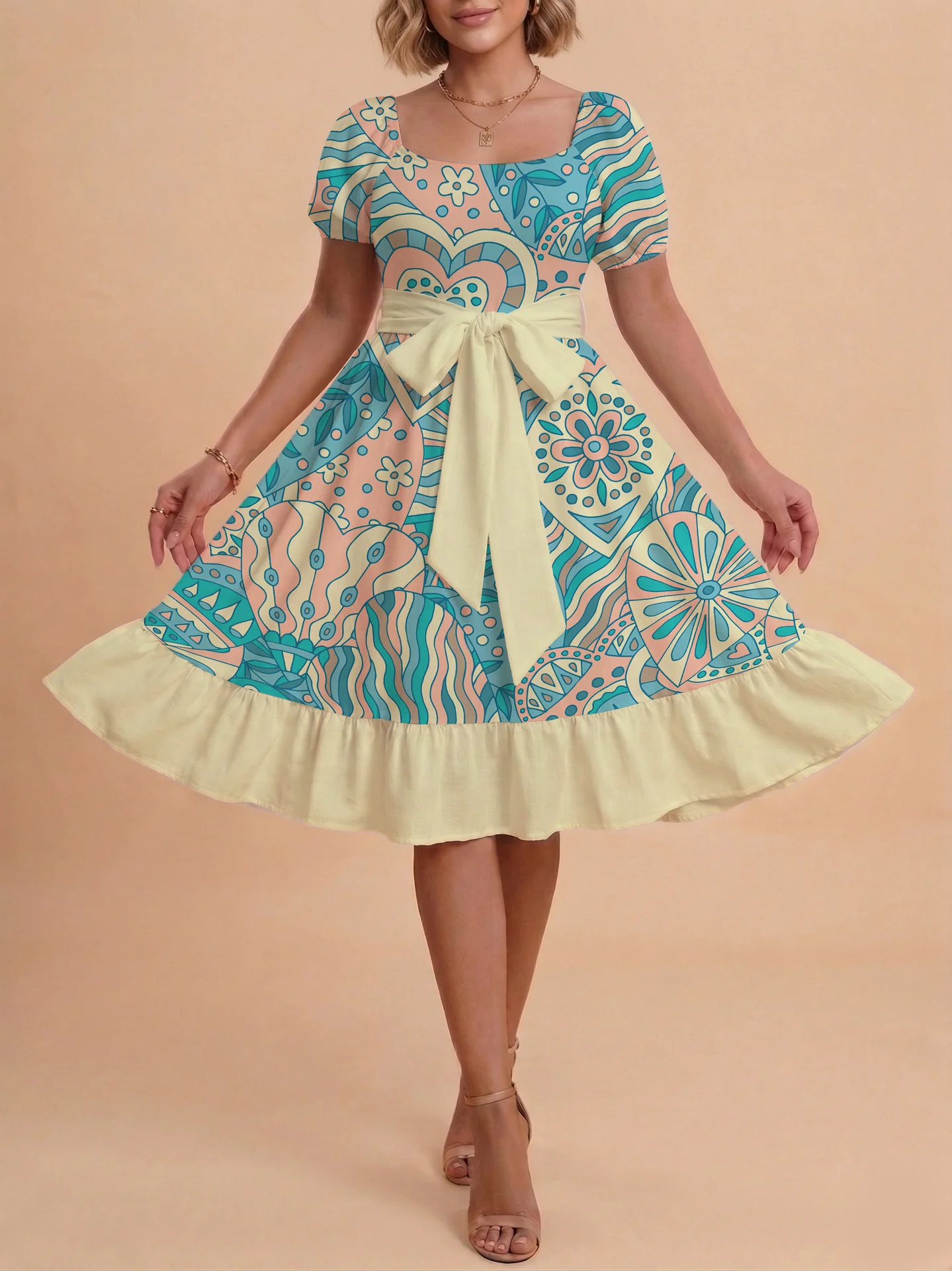 Damen elegantes Maxikleid mit floralem Design und Taillengürtel R&B - Image 27