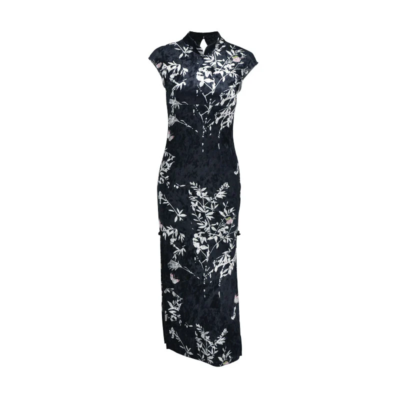 Damen Elegantes Maxikleid mit floralem Druck und Stehkragen R&B - Image 5