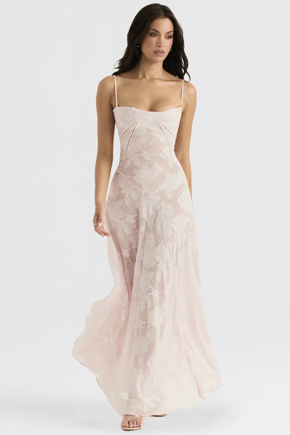 Damen Elegantes Maxikleid mit floralem Häkelmuster und raffiniertem Schnitt R&B - Image 6