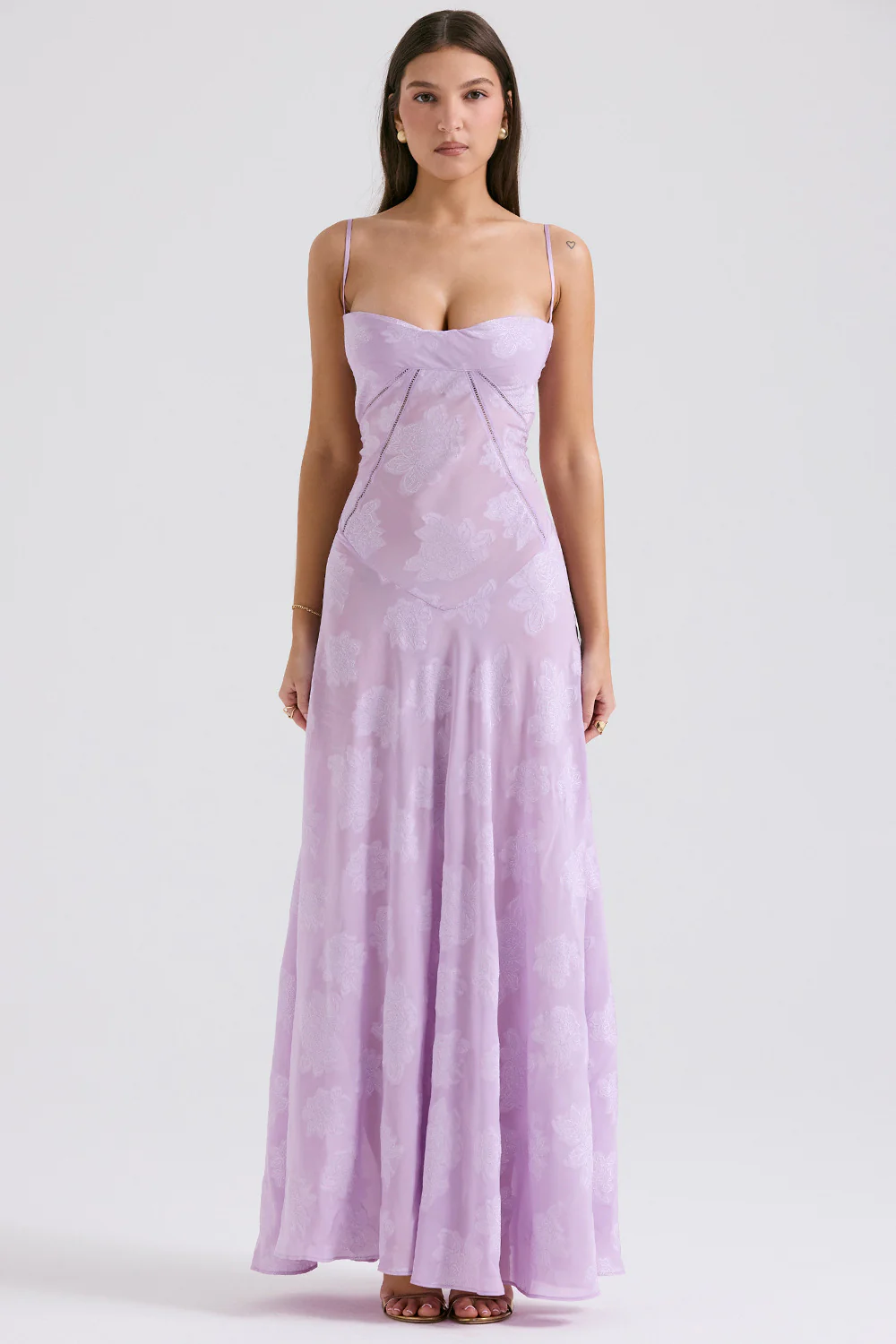 Damen Elegantes Maxikleid mit floralem Häkelmuster und raffiniertem Schnitt R&B - Image 9